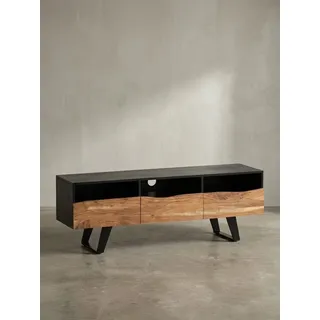 KADIMA DESIGN Lowboard 140x50x40 cm Schwarz Akazie/Massivholz
