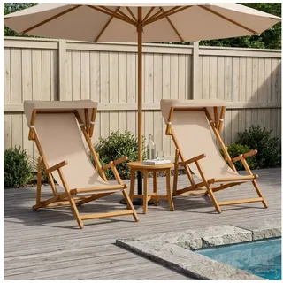 vidaXL Gartenliege Liegestuhl 3 Position 675 x 113 x 103 cm taupe 2 St.