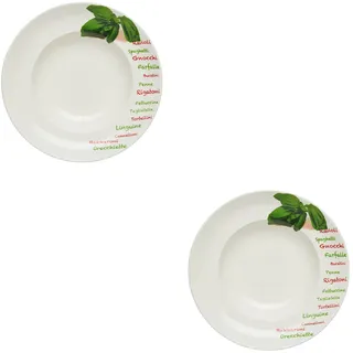 KHG 2er-Set Pastateller, groß mit 30 cm in Basilikum Print, Durchmesser