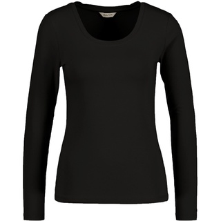 GANT Damen Langarm-Shirt - Scoop Neck Top, Longsleeve, U-Ausschnitt, Cotton Stretch Schwarz XL