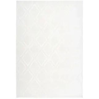 Kayoom Läufer Monroe 300 Weiß, Weiß, Textil, geometrisch, rechteckig, 80x150 cm, pflegeleicht, Teppiche & Böden, Teppiche, Teppichläufer