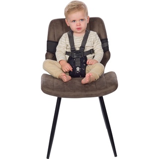 Dooky - Travel Chair Romantic Leaves Schwarz - Hochstuhl Baby Stuhl Sitzhöhung kind - 6-36 Monate - BSCI-Gütesiegel - 100% Polyester
