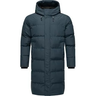 Ragwear Steppmantel Nordwey Wasserdichter Herren Wintermantel mit verstellbarer Kapuze blau S (46)