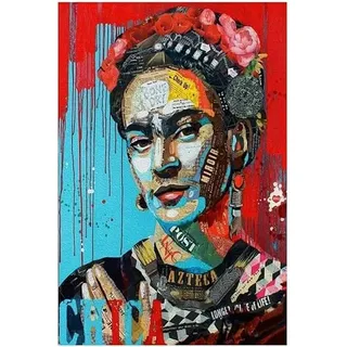 Frida Kahlo Portrait Graffiti Print on Canvas Painting Poster and Prints Pop Art Wall Art Picture Banksy Graffiti Photos for Living Room Home Decor UNFramed,80x120cm
