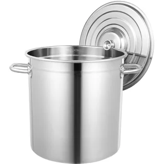 EGBNSY Einkochtopf Kochtopf Groß 35L Edelstahl 201 mit Deckel für Küche | für Küche, Familienfeiern, 35L Fassungsvermögen, Edelstahl Topf, Gleichmäßiger Boden, Praktische Griffe, Kochen und Schmoren