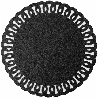 douceur d'intérieur, Tischset (Ø 38 cm) schwarz Girlande PVC durchbrochen Glitzer