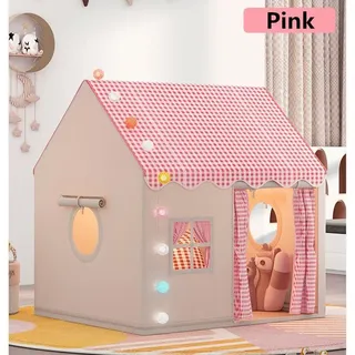 Kinderzelt Indoor Schloss Spielhaus für Mädchen & Jungen, Prinzessin Traum, Bett-Spielzelt mit Matte & LED-Bälle, Pink - Rosa