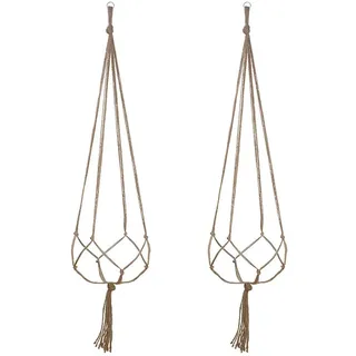95sCloud 2er Set Makramee Blumenampel Baumwollseil Hängeampel Pflanzenaufhänger Blumentopf Pflanzen Halter Aufhänger für Innen Außen Decken Balkone Wanddekoration Gesamtlänge -35-43 Zoll. (C)