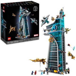 LEGO Marvel Avengers Tower, großes Set, Modellbausatz für Erwachsene mit Quinjet-Flugzeug, plus 31 Minifiguren inkl. Iron Man & Thor Figuren, Val...
