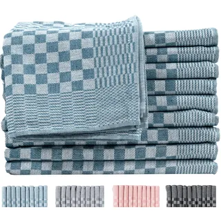 Zestri Profi Zwirn Grubentücher 50x70 cm | 10er-Set Küchenhandtücher | Petrol Kariert | 100% Baumwolle 200 g/m2 | Oeko-TEX 100 | Saugstark & Modern | Abtrockentücher Küche Geschirrhandtuch Küchentuch