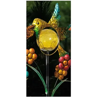HGD Holz-Glas-Design Solar-Gartenstecker "Vogel" in Gelb - (B)18 x (H)87 x (T)7 cm
