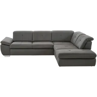 Beldomo Speed Ecksofa, Dunkelgrau, Textil, Uni, 5-Sitzer, L-Form, 318x260 cm, Goldenes M, Typenauswahl, Bettkasten erhältlich, Fußauswahl, Stoffauswahl, seitenverkehrt Bettfunktion Hocker Rücken echt, Wohnzimmer, Sofas & Couches, Wohnlandschaften, Ecksofas