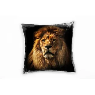 Paul Sinus Art Tiere, braun, schwarz, Löwe, Portrait, Afrika Deko Kissen 40x40cm für Couch Sofa Lounge Zierkissen - Dekoration zum Wohlfühlen