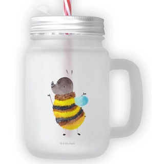 Mr. & Mrs. Panda Cocktailglas Hummel flauschig - Transparent - Geschenk, Trinkglas, Henkelglas, Tie, Premium Glas, Inkl. Mehrwegstrohhalm