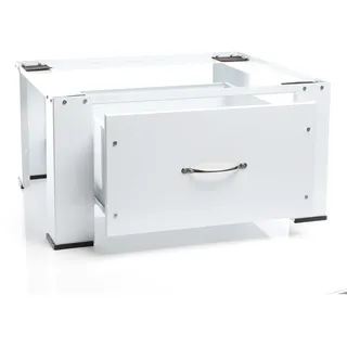 Wiltec Untergestell für Waschmaschinen max. 150 kg, Waschmaschinensockel mit Schublade, Stahl