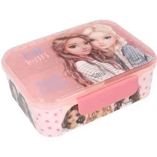 Depesche 14016 TOPModel Dots - Brotdose in Rosa, mit Model Motiv und Punkte Muster, Lunchbox mit 3 Fächern und flexiblem Trenner