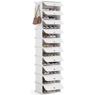 Mondeer Schuhboxen 10er Set Schuhregal Kunststoff DIY Schuhschrank Schuhablage Weiß - Weiß