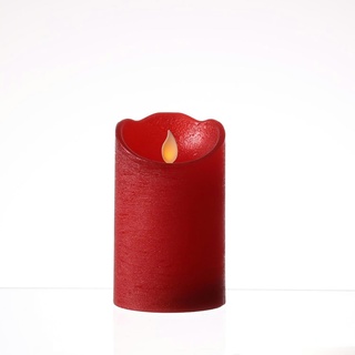 LED Kerze TWINKLE Echtwachs bewegliche Flamme H: 12,5cm Timer rot für Innen