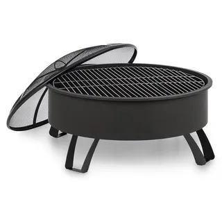 Blumfeldt 2-in-1 Feuerschale - Ø 75 cm Grill, Abnehmbarer Funkenschutz, Ø 68 cm Grillrost, FireView Concept, pulverbeschichteter Stahl, inkl. Sch... - Schwarz