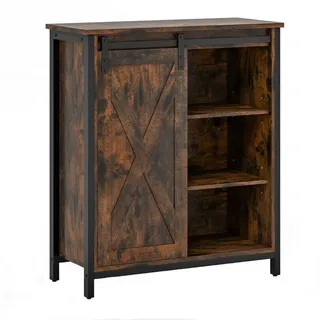 KOMFOTTEU Sideboard, mit Schiebetür & verstellbare Ablagen braun