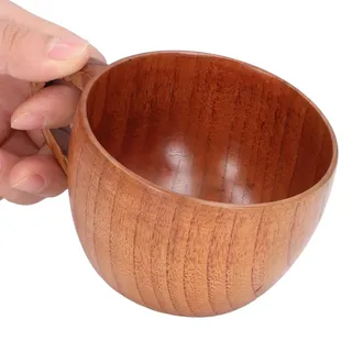 200 Ml Großer, Bauchiger Holzbecher, Schlichter Tee-, Wein- Oder Kaffeebecher, Klassischer Holzbecher Mit Henkel Für Küche Und Arbeitszimmer