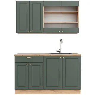 Vicco Küchenzeile Fame-Line 140 cm Eiche Grün-Gold
