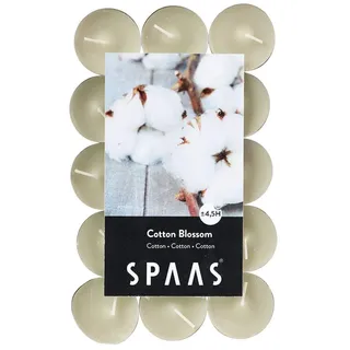 Spaas Pack chauffe plats parfumées Fleur de Coton 30 Duft-Teelichter, ± 4,5 Stunden-Cotton Blossom, Beige, D 39 mm x H 16 mm