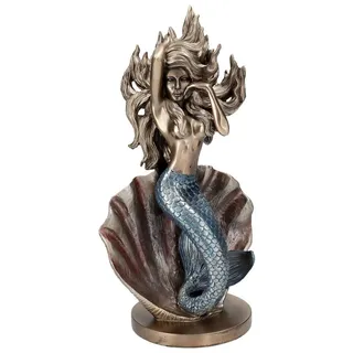 Figuren Shop GmbH Fantasy-Figur Meerjungfrauen Figur vor Muschel - Fantasy Dekofigur Dekoration Deko bunt