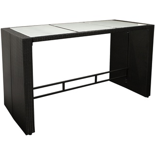 DEGAMO Bartisch DAVOS 185x80x110cm, Geflecht schwarz, Tischplatte Glas
