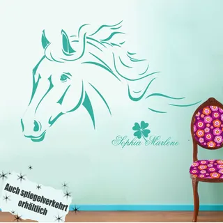 ilka parey wandtattoo-welt® Wandtattoo Pferd Pferdewandtattoo Wandtattoo Pferde mit Namen Kleeblatt M343B (lila) ~ Größe: 60cm breit x 40cm hoch