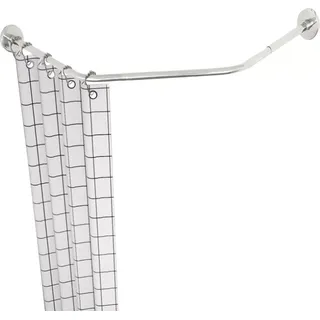 Eck-Duschvorhangstange - Duschstange - Wandmontage - Verstellbar 45–75 cm - Metall - Gebogene Form - Silber - Silber