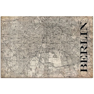 Artland Wandbild Berlin Karte Straßen Karte Grunge, Deutschland (1 St), als Alubild, Outdoorbild, Leinwandbild, Poster in verschied. Größen beige 90 cm x 60 cm