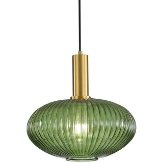 HJXDtech Moderne Vintage Glas Lampenschirm Hängeleuchten & Pendelleuchten, E27 Gold Lampenfassung, Hängelampe einflammig für Küche, Esstisch, Schlafzimmer und Wohnzimmer (Grünes, 30cm)