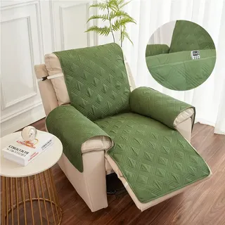 FANSU Stretchhusse für Relaxsessel Komplett Sesselbezug mit Tasche, 1 Sitzer Sesselschoner für Recliner Stuhl Sessel, Stretch Sofabezug, Elastisch Bezug für Fernsehsessel Liege (Olivengrün)