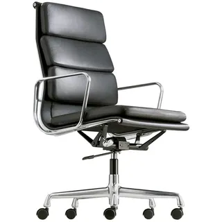Vitra Bürodrehsessel Soft-Pad Leder Premium F schwarz, Designer Charles & Ray Eames, 58x102-114x59-65 cm