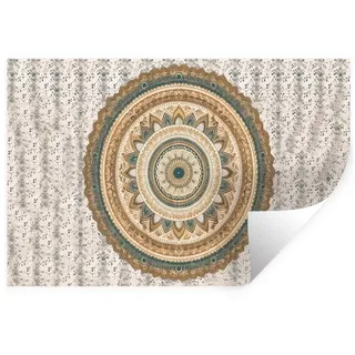 MuchoWow Wandsticker Blumen - Mandala - Vintage - Braun - Hippie (1 St), Wanddeko, Aufkleber, Wandtattoo, 120x80 cm bunt 120 cm x 80 cm x 0.1 cm