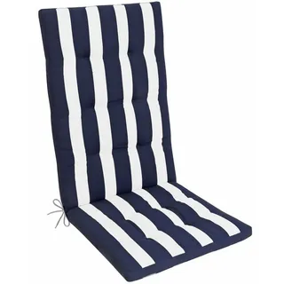 Herlag Hochlehnerauflage Mia, (1 St), 123x50x5cm Easy-Drop Bänder Blau Gestreift 1 Polster blau