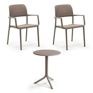 Nardi - Bora Armlehnstuhl (2x) + Step Tisch, tortora