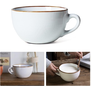 Kaffeetasse Groß, 700 ml Tasse Groß, Keramik Suppenschüssel mit Henkel, Kaffeebecher, Müslischalen Salat Schale mit Henkel, XXL Cappuccino Tassen, Ramen Schüssel (Weiß)