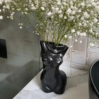 Cutfouwe Vase Schwarz Vase Frauenkörper H 20 cm Dekorative Vase Frau Körper Blumenvase, Body vase in Weiblicher Form, Keramikvase für Wohnkultur, Blumentopf Körper Schönes Wohnaccissoire,Schwarz