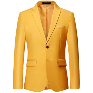 LIRU Sakko Herren Sportlich,Lässiger Herren Blazer Mit 2 Knöpfen Gelb Slim Fit Regular Fit Elegante Formelle Business Anzugjacke Geeignet Für Party Date Abschlussball Hochzeit Smoking