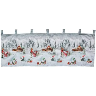 Mojawo Weihnachtsgardine LED Gardine Weihnachten Scheibengardine X-Mas beleuchtet Fenstergardine 45x120cm