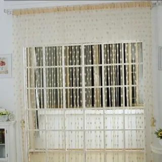 YKAFADE 2 Stück 100 x 200 cm Fadenvorhang Liebe Herz Muster Türvorhang Fenstervorhänge Dekorative Fadengardine Raumteiler Dekoration Fliegenschutz für Party,Hochzeit,Café,Restaurant -Champagner