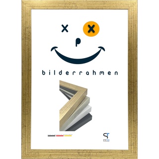 SteTas Bilderrahmen Galerie | Gold | 50 x 75 cm | Happy Frame Galerie | Acrylglas | Fotorahmen | Kunststoffrahmen - Massiv | Made in Germany