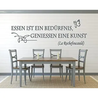 Wandtattoo für die Küche ~ Zitat: Essen ist ein Bedürfnis, Geniessen eine Kunst, Sprüche ~ 620034-58x20 cm, Wandaufkleber Wandtatoos Sticker