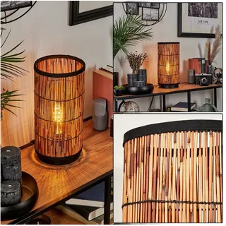 hofstein Tischleuchte moderne Tischlampe aus Metall/Rattan in Schwarz/Natur, ohne Leuchtmittel, Lampe skandinavischen Design, Höhe 35 cm, 1 x E27, ohne Leuchtmittel beige|schwarz