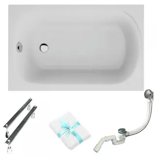Polimat Rechteckige Badewanne Mini 110x70 Mit Verchromtem Siphon Und Füßen