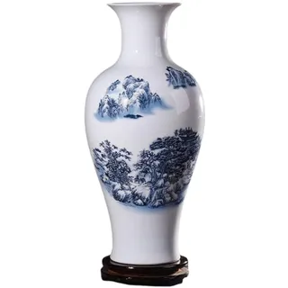 Chinesische Keramikvase mit Ständer, weiß, große chinesische Vase, Porzellan, Blumenvase, chinesische antike Keramikvasen, traditionelle dekorative Vase, D||H 37 cm