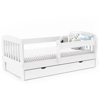 IDMarket - Kinderbett 80 x 160 cm Lilia 1 Schublade mit Stauraum mit Lattenrost und Gittern