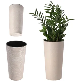 KADAX Bio-Blumentopf, mit Einlage, Pflanzkübel, 19 cm, Beige
